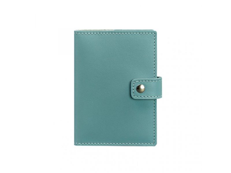 Кожаная обложка для паспорта 5.0 (с окошком) бирюзовая, фото 6