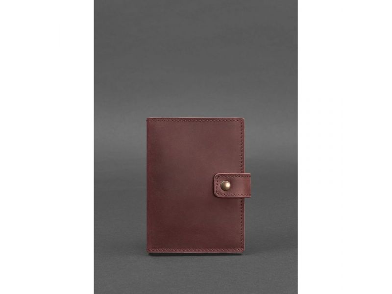 Кожаная обложка для паспорта 5.0 (с окошком) бордовая Crazy Horse, фото 1