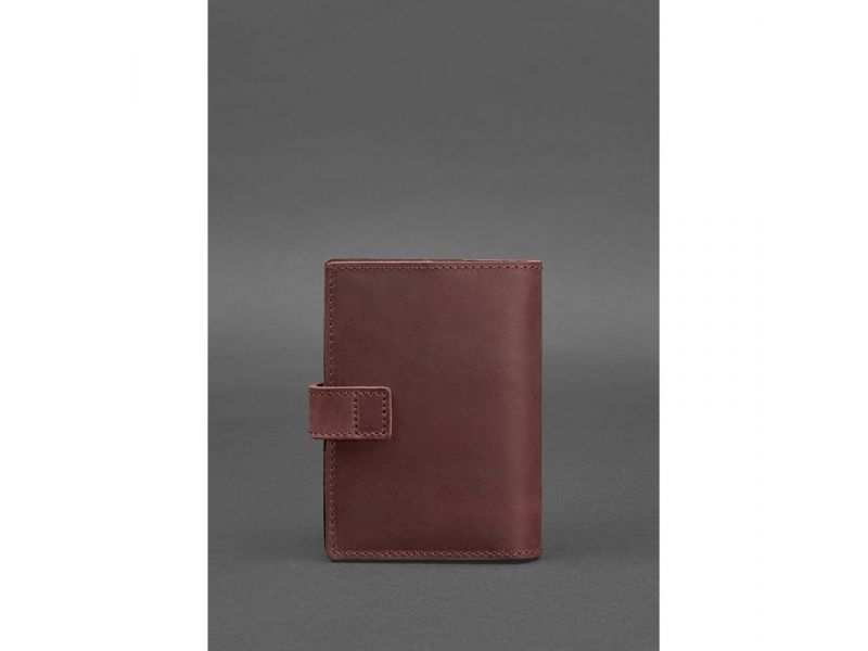 Кожаная обложка для паспорта 5.0 (с окошком) бордовая Crazy Horse, фото 4
