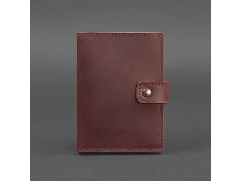 Кожаная обложка для паспорта 5.0 (с окошком) бордовая Crazy Horse, фото 5