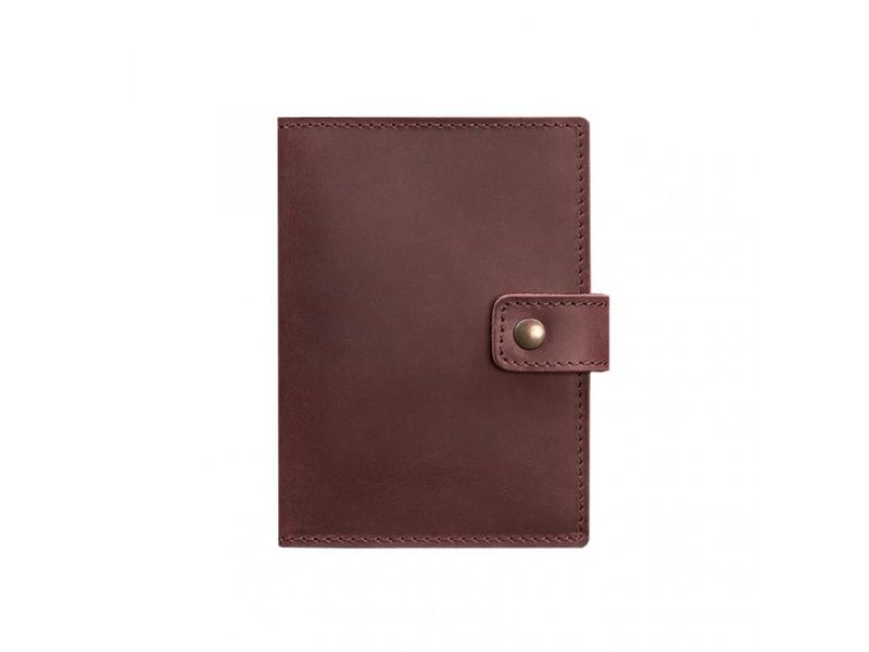 Кожаная обложка для паспорта 5.0 (с окошком) бордовая Crazy Horse, фото 6