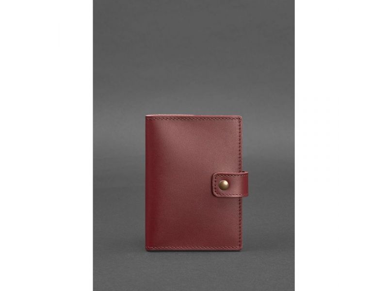 Кожаная обложка для паспорта 5.0 (с окошком) бордовая Краст, фото 1