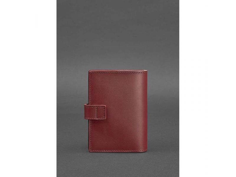 Кожаная обложка для паспорта 5.0 (с окошком) бордовая Краст, фото 4