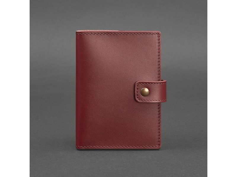 Кожаная обложка для паспорта 5.0 (с окошком) бордовая Краст, фото 5