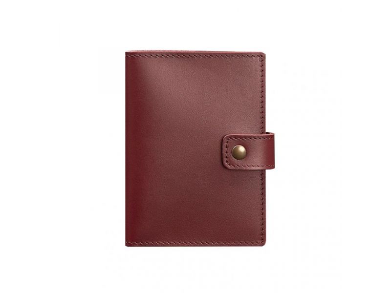 Кожаная обложка для паспорта 5.0 (с окошком) бордовая Краст, фото 6