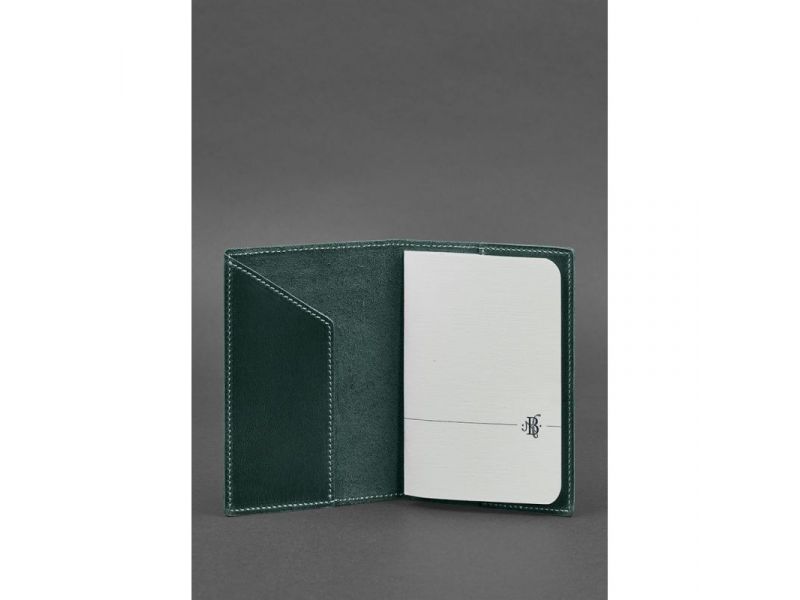 Кожаная обложка для паспорта с украинским гербом зеленая, фото 3