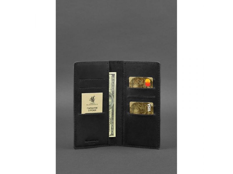 Кожаное портмоне-купюрник 11.0 черное Crazy Horse, фото 2