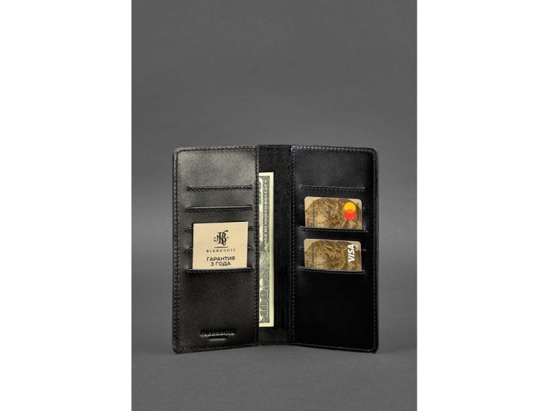 Кожаное портмоне-купюрник 11.0 черное Краст, фото 2
