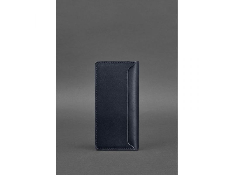 Кожаное портмоне-купюрник 11.0 темно-синее Краст, фото 4
