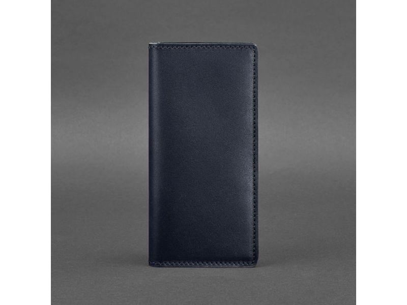 Кожаное портмоне-купюрник 11.0 темно-синее Краст, фото 5