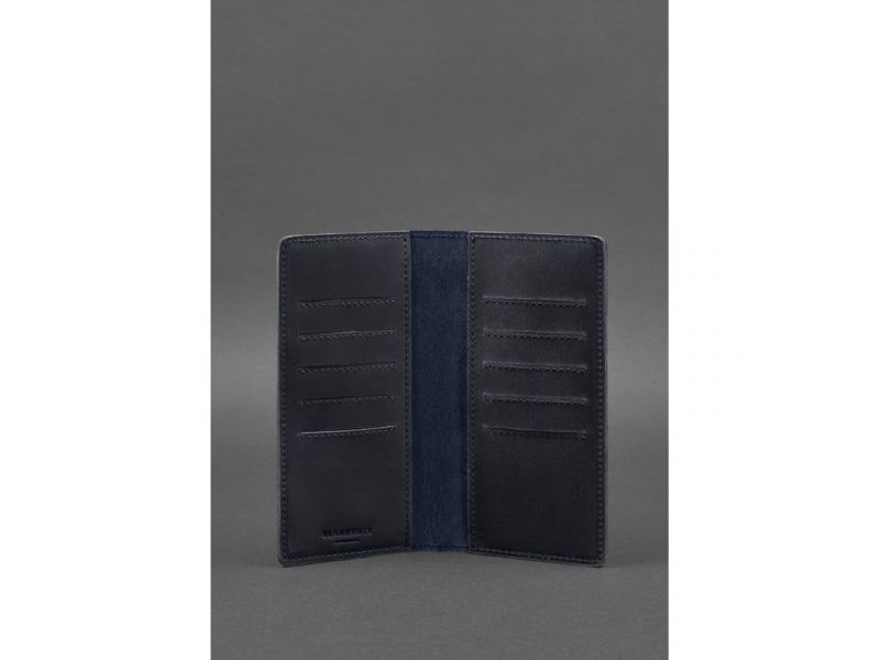 Кожаное портмоне-купюрник 11.0 темно-синее Crazy Horse, фото 3