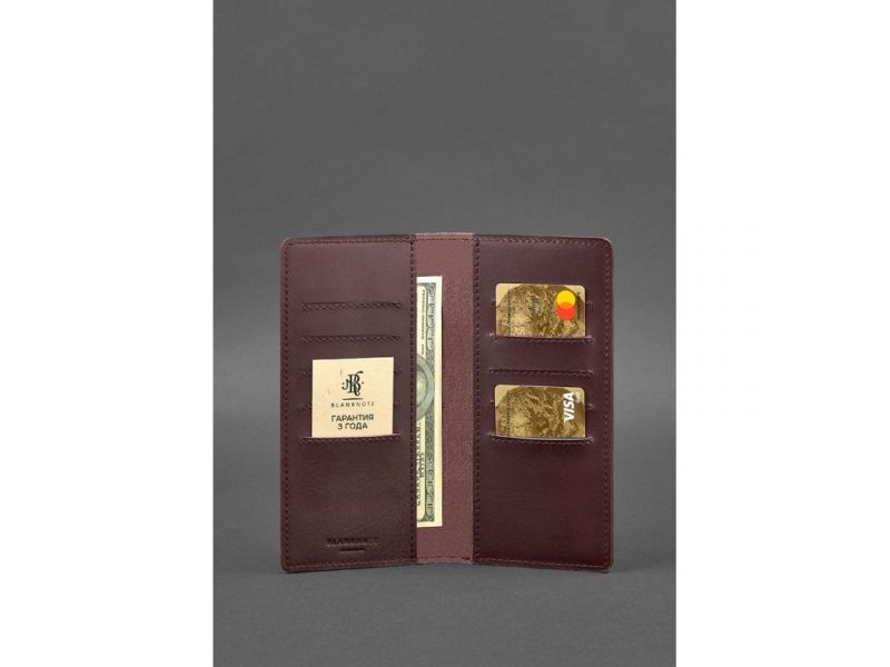 Кожаное портмоне-купюрник 11.0 бордовое, фото 2