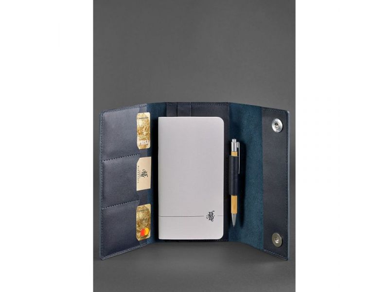 Кожаный блокнот (Софт-бук) 5.1 темно-синий, фото 2