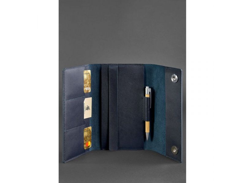 Кожаный блокнот (Софт-бук) 5.1 темно-синий, фото 3