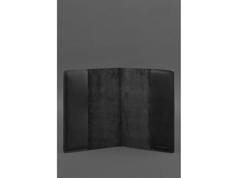 Кожаная обложка для блокнота 6.0 (софт-бук) черная Crazy Horse, фото 2