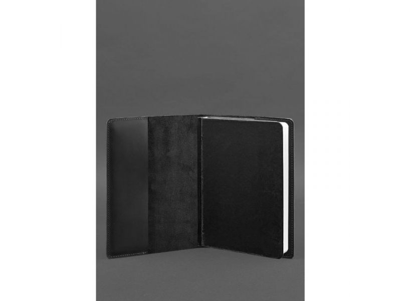 Кожаная обложка для блокнота 6.0 (софт-бук) черная Crazy Horse, фото 3