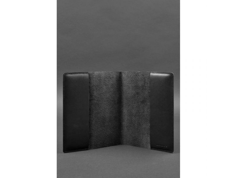 Кожаная обложка для блокнота 6.0 (софт-бук) черная Краст, фото 2