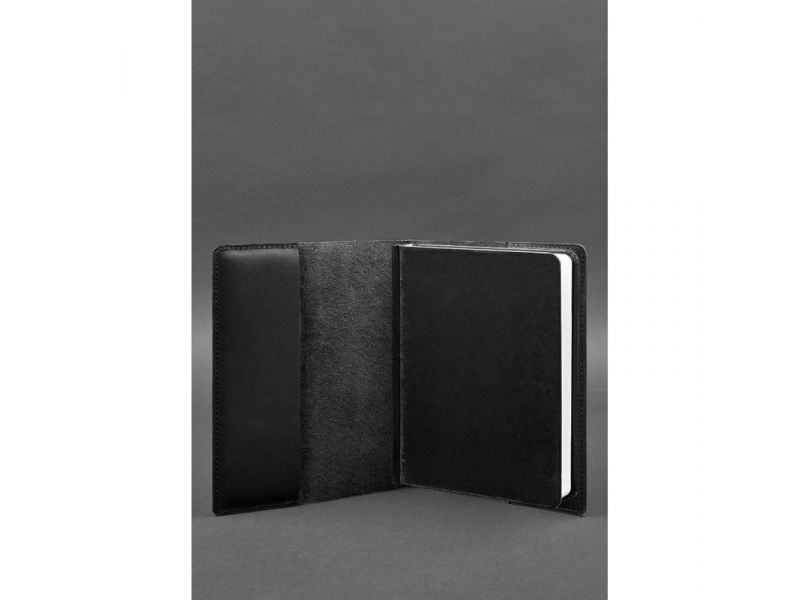 Кожаная обложка для блокнота 6.0 (софт-бук) черная Краст, фото 3