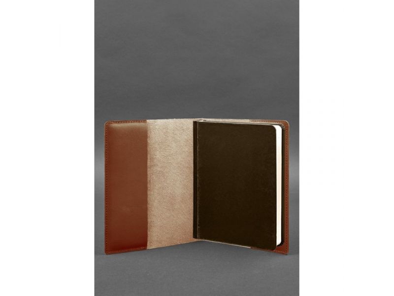 Кожаная обложка для блокнота 6.0 (софт-бук) светло-коричневая, фото 3