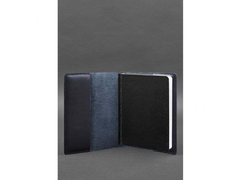 Кожаная обложка для блокнота 6.0 (софт-бук) синяя, фото 3