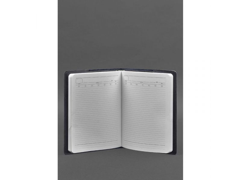 Кожаная обложка для блокнота 6.0 (софт-бук) синяя Crazy Horse, фото 4