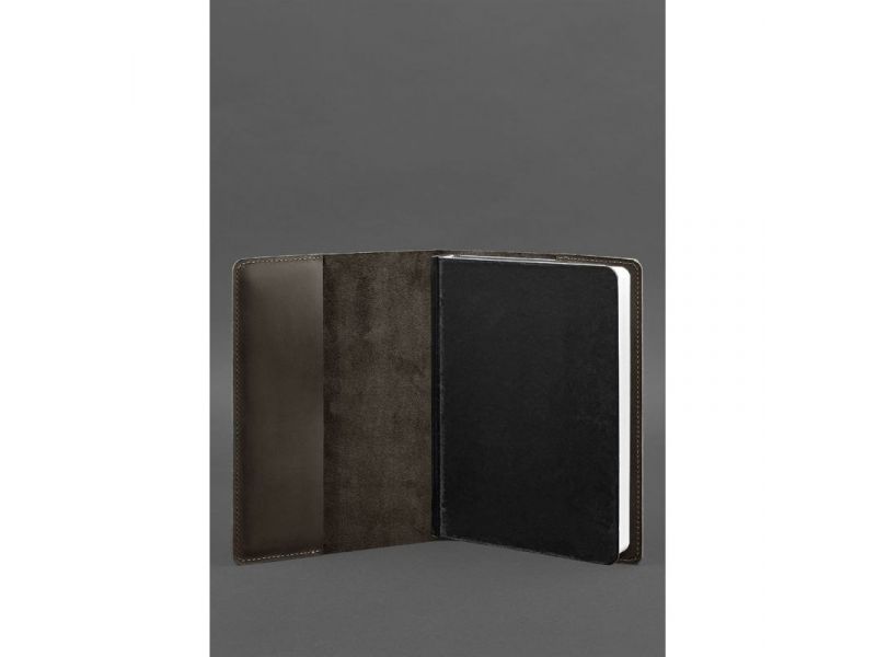 Кожаная обложка для блокнота 6.0 (софт-бук) темно-коричневая, фото 3