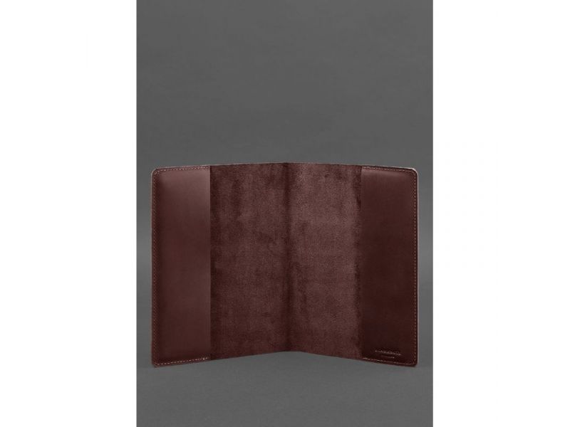 Кожаная обложка для блокнота 6.0 (софт-бук) Бордовая Crazy Horse, фото 2