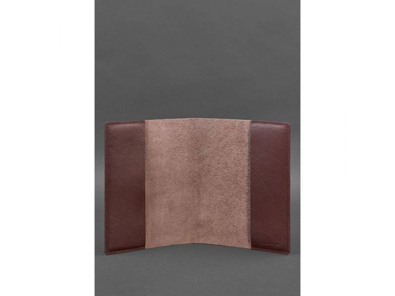 Кожаная обложка для блокнота 6.0 (софт-бук) Бордовая Краст, фото 2