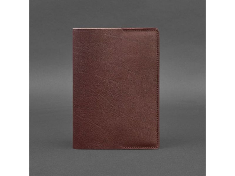 Кожаная обложка для блокнота 6.0 (софт-бук) Бордовая Краст, фото 5