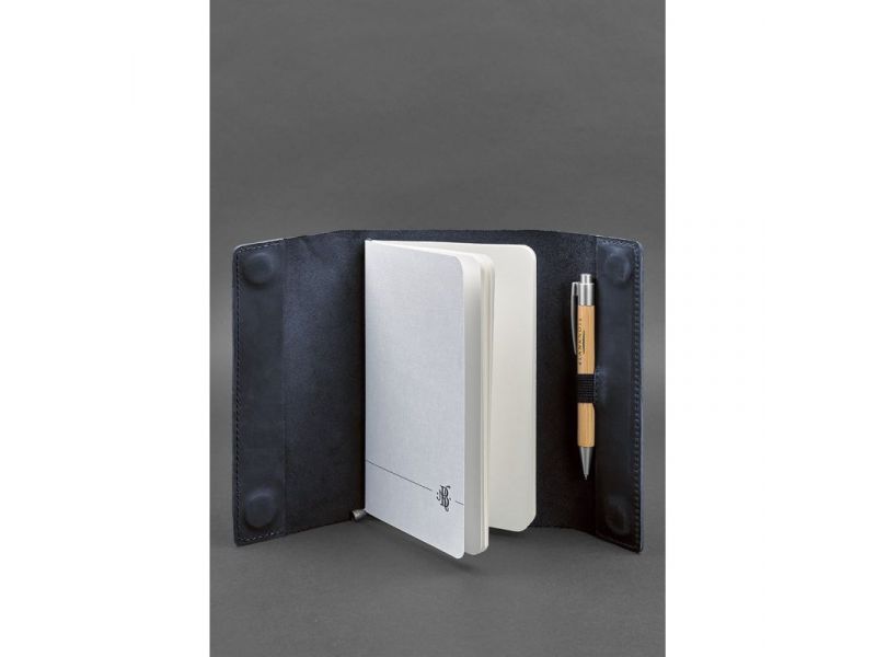 Кожаный блокнот софт-бук 7.0 темно-синий Crazy Horse, фото 2