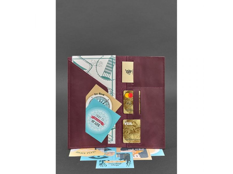 Кожаный тревел-кейс 3.1 бордовый Crazy Horse, фото 2