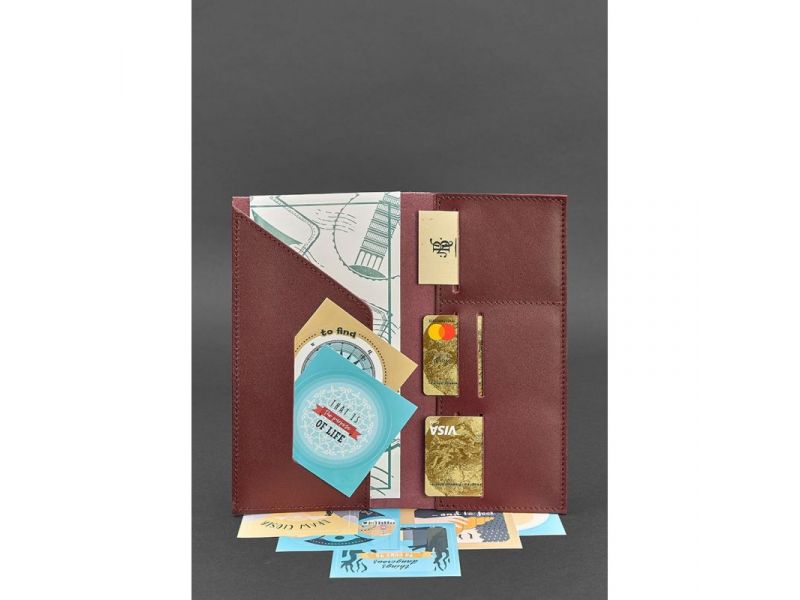 Кожаный тревел-кейс 3.1 бордовый Краст, фото 2