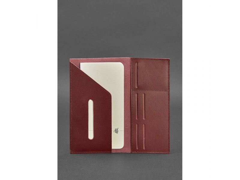 Кожаный тревел-кейс 3.1 бордовый Краст, фото 3