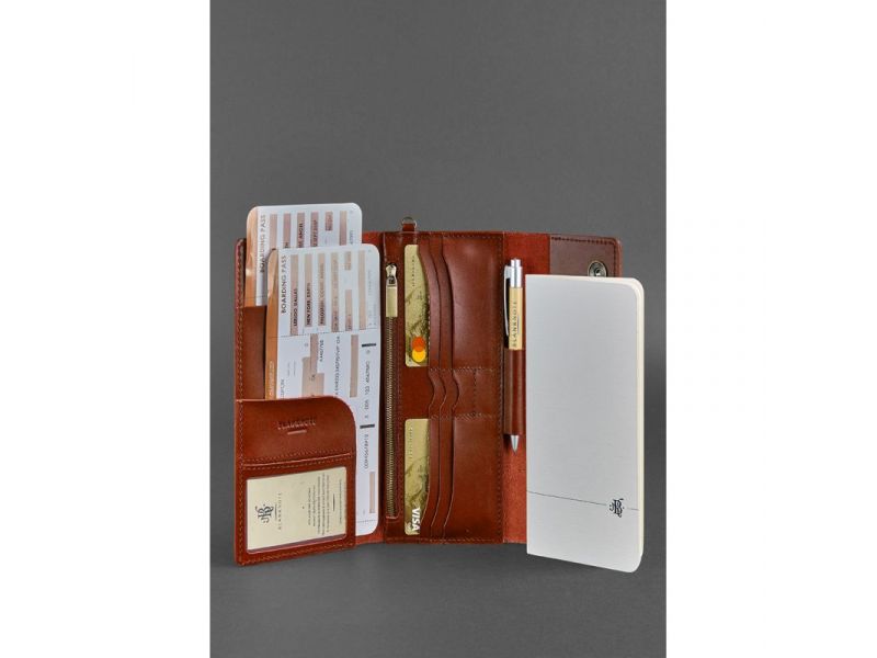 Кожаный клатч-органайзер (Тревел-кейс) 5.1 светло-коричневый, фото 2