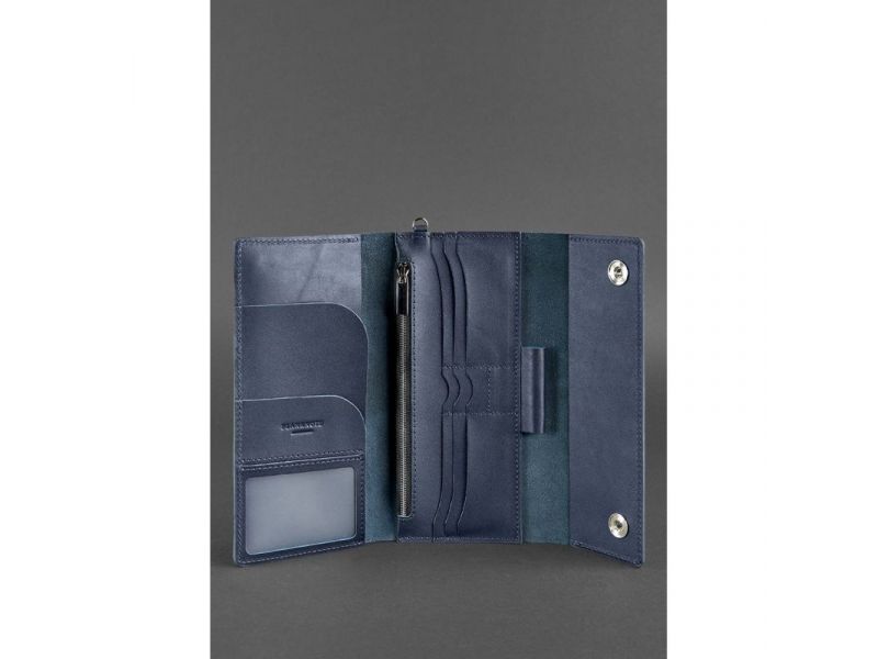 Кожаный клатч-органайзер (Тревел-кейс) 5.1 темно-синий, фото 4