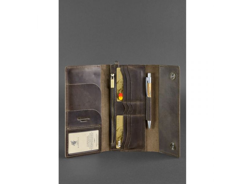 Кожаный клатч-органайзер (Тревел-кейс) 5.1 темно-коричневый, фото 4