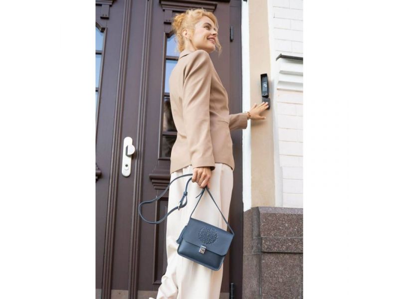 Кожаная женская бохо-сумка Лилу темно-синяя, фото 7