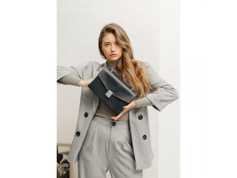 Женская кожаная сумка-кроссбоди Lola черная, фото 10