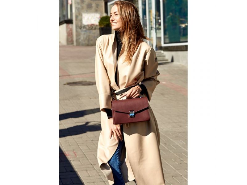 Женская кожаная сумка-кроссбоди Lola бордовая, фото 1