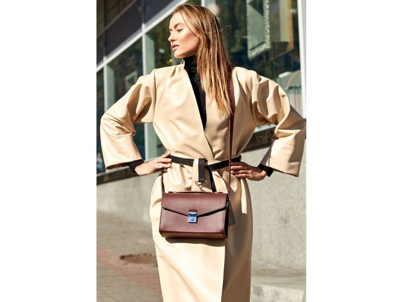 Женская кожаная сумка-кроссбоди Lola бордовая, фото 6