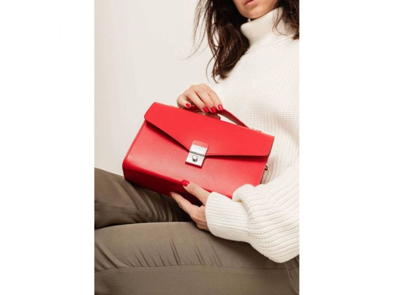 Женская кожаная сумка-кроссбоди Lola красная, фото 7