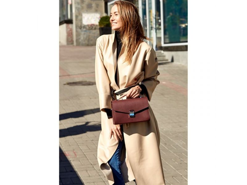 Женская кожаная сумка-кроссбоди Lola бордовая, фото 7