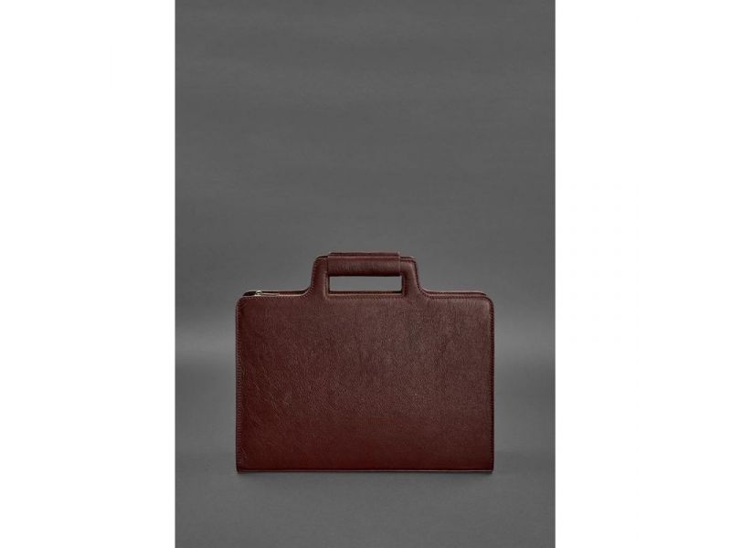 Женская кожаная сумка для ноутбука и документов бордовая, фото 3
