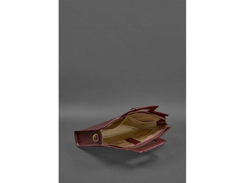 Женская кожаная сумка для ноутбука и документов бордовая, фото 5