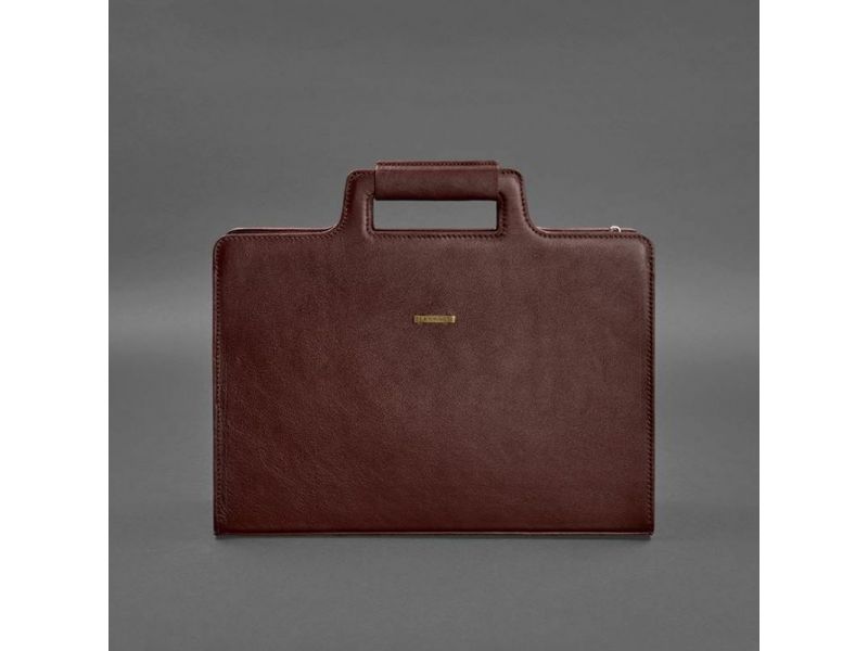 Женская кожаная сумка для ноутбука и документов бордовая, фото 10