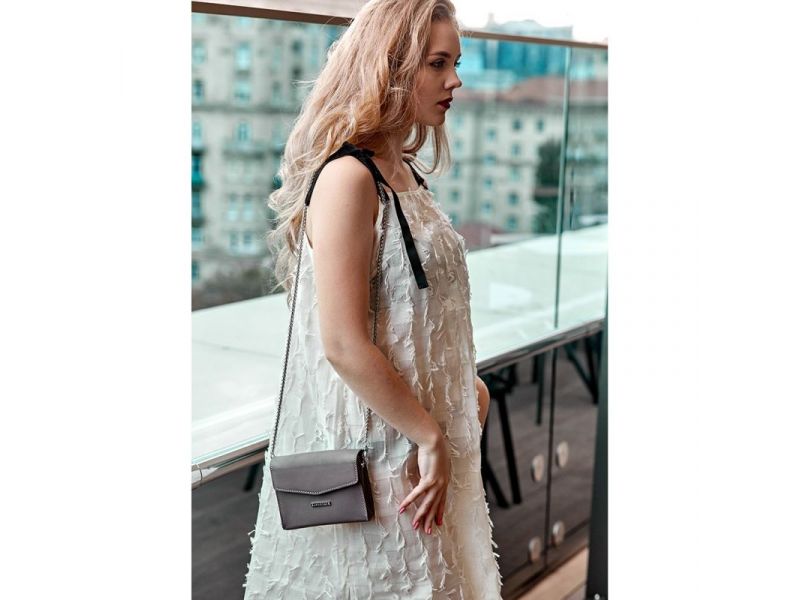 Женская кожаная сумка поясная/кроссбоди Mini темно-бежевая, фото 8