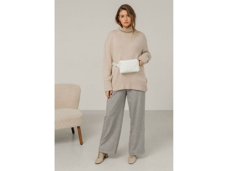 Кожаная женская поясная сумка Dropbag Mini белая, фото 7