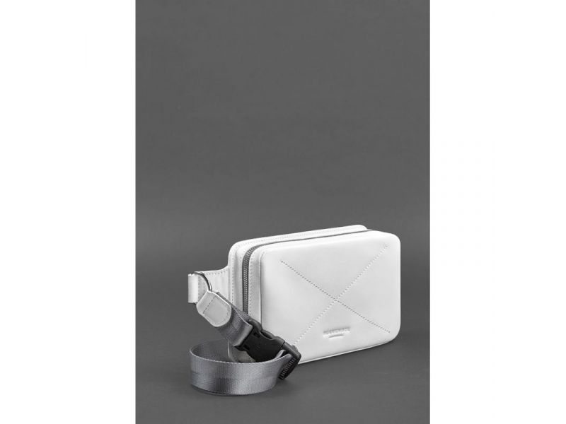 Кожаная женская поясная сумка Dropbag Mini белая, фото 3