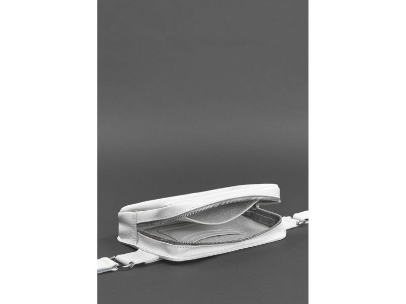 Кожаная женская поясная сумка Dropbag Mini белая, фото 6