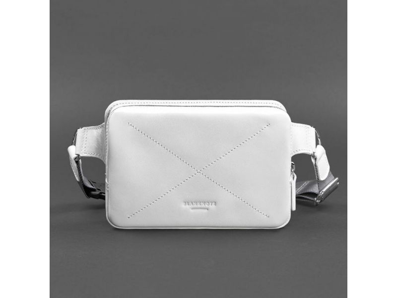 Кожаная женская поясная сумка Dropbag Mini белая, фото 8